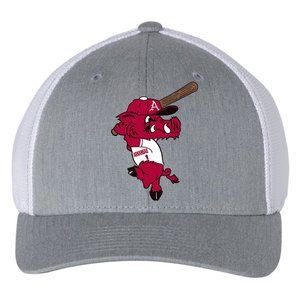 Ribby at Bat 3D Fitted Trucker with R-Flex- Heather Grey/ White